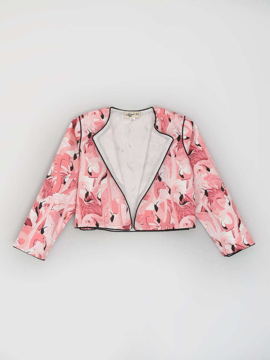 Flamingo Print Short Jacket for Girls