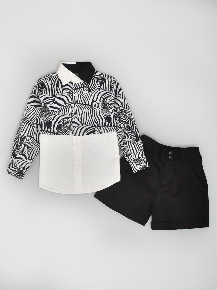 Zebra Printed Shirt With Black Shorts