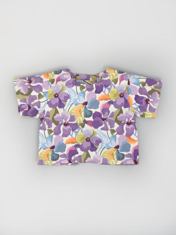 Purple Back-open Floral Top
