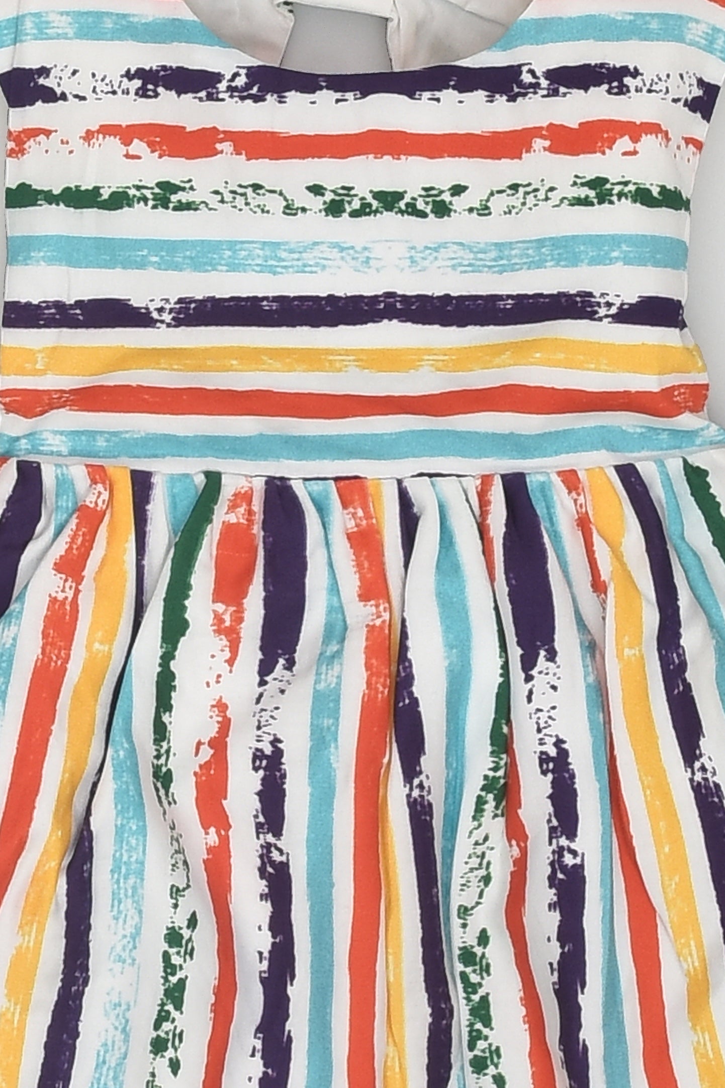 Backless Sleeveless Cotton Dress in Colourful Stripes