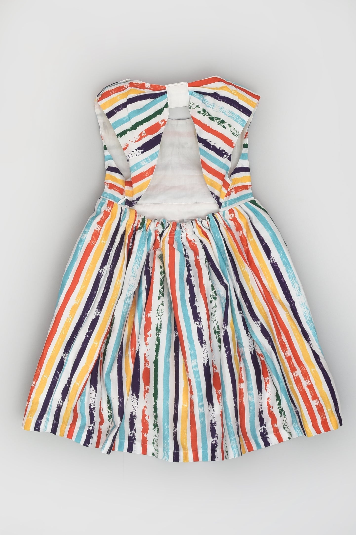 Backless Sleeveless Cotton Dress in Colourful Stripes