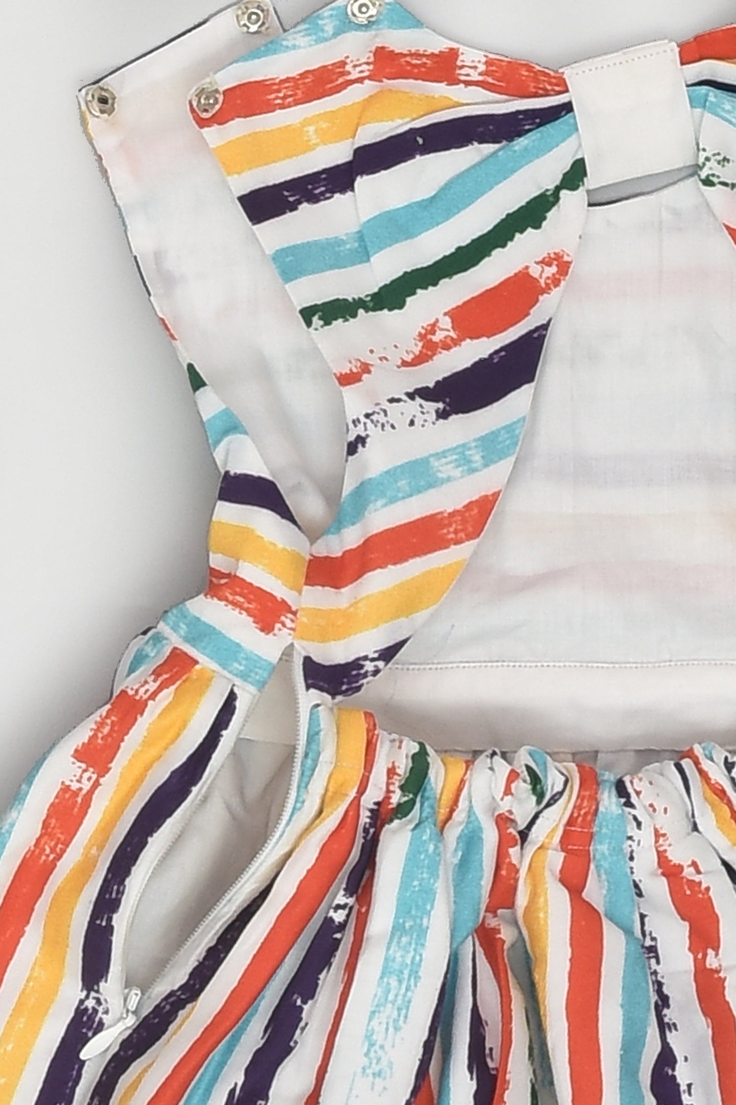 Backless Sleeveless Cotton Dress in Colourful Stripes