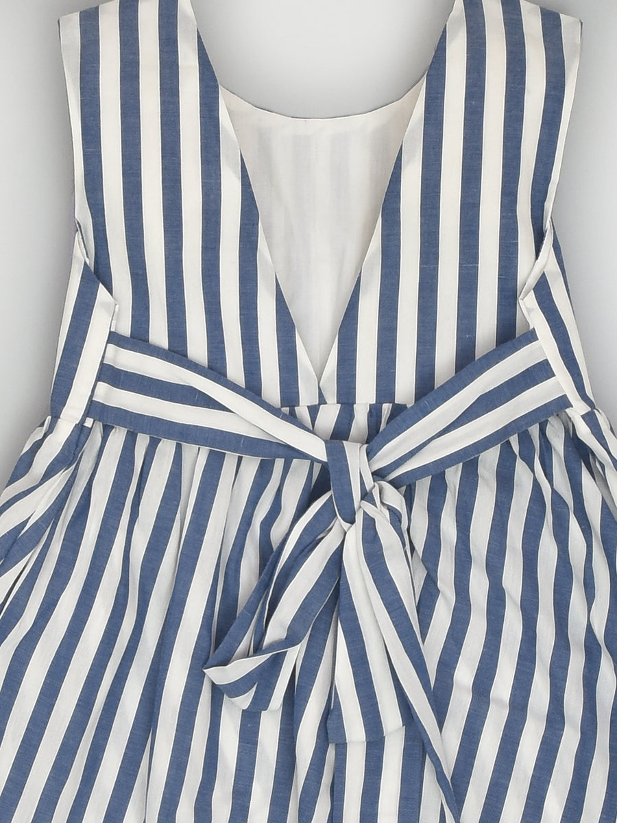 Blue and White Stripes Dress with Strawberry