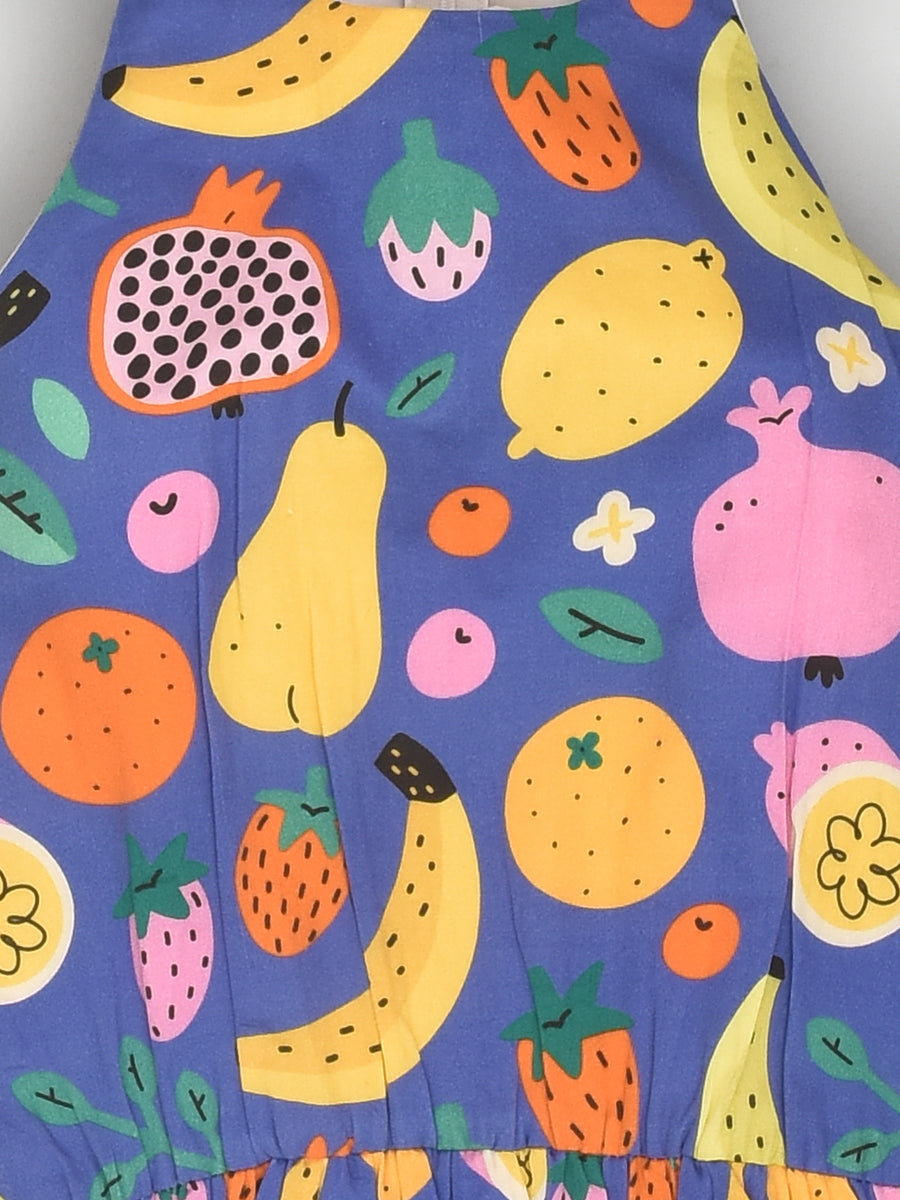 Puffed Fruit Print Dress