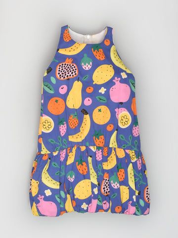 Puffed Fruit Print Dress