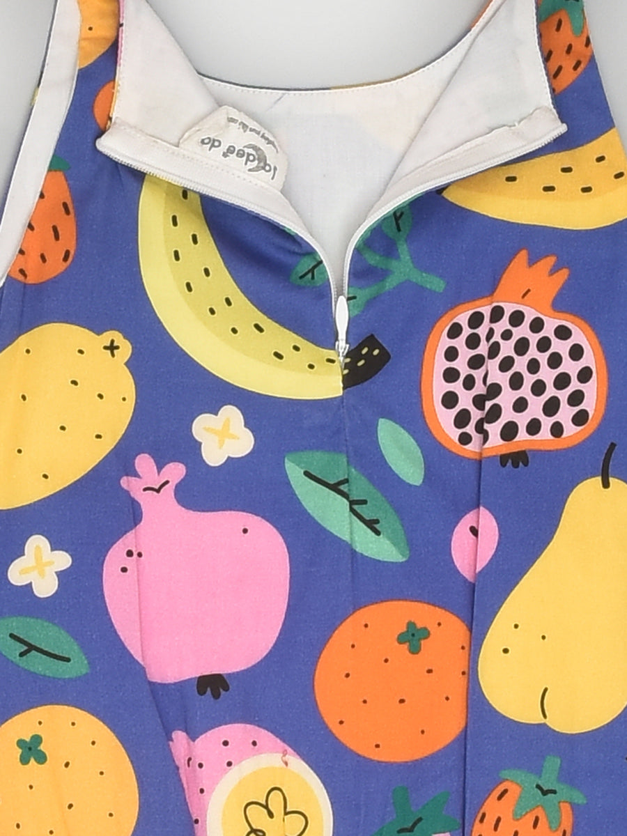 Puffed Fruit Print Dress