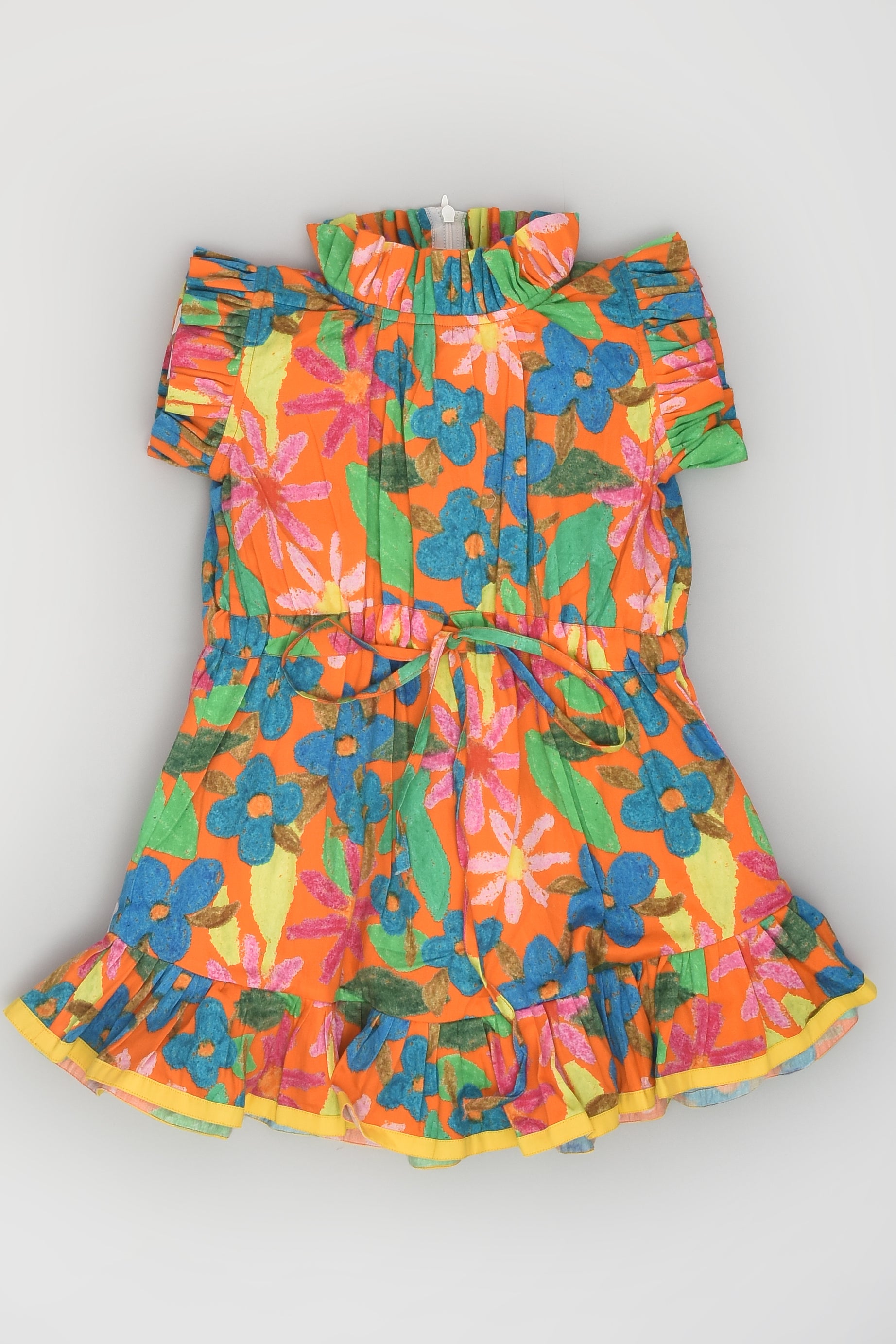 Orange Hand Drawn Flower Dress