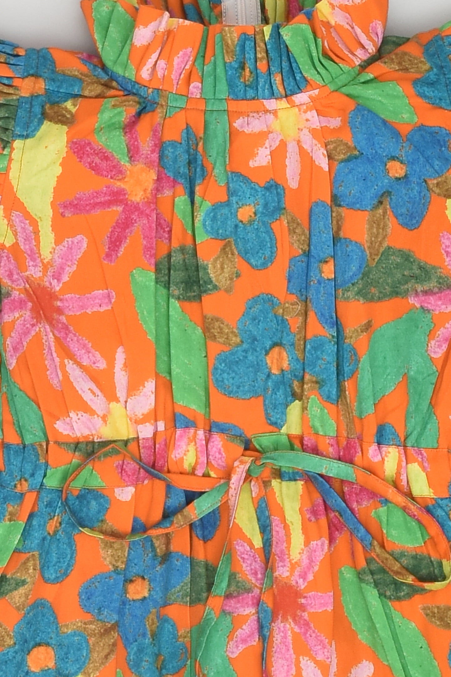 Orange Hand Drawn Flower Dress