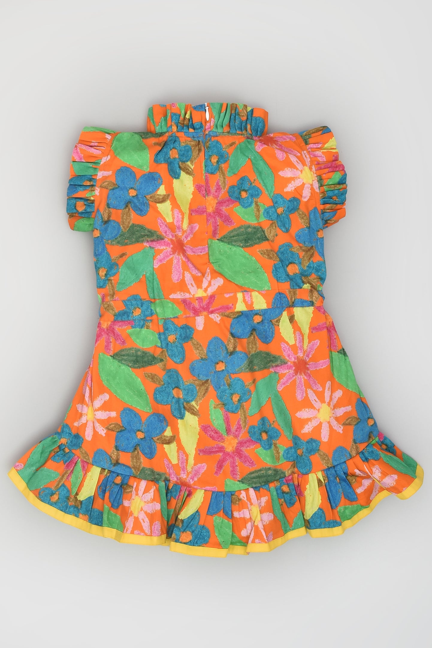 Orange Hand Drawn Flower Dress