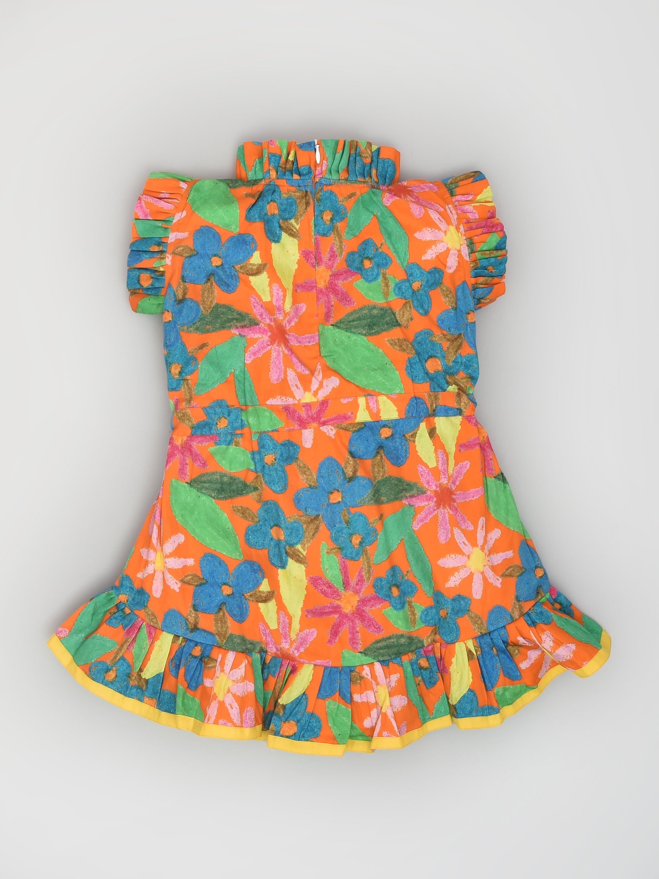 Orange Hand Drawn Flower Dress