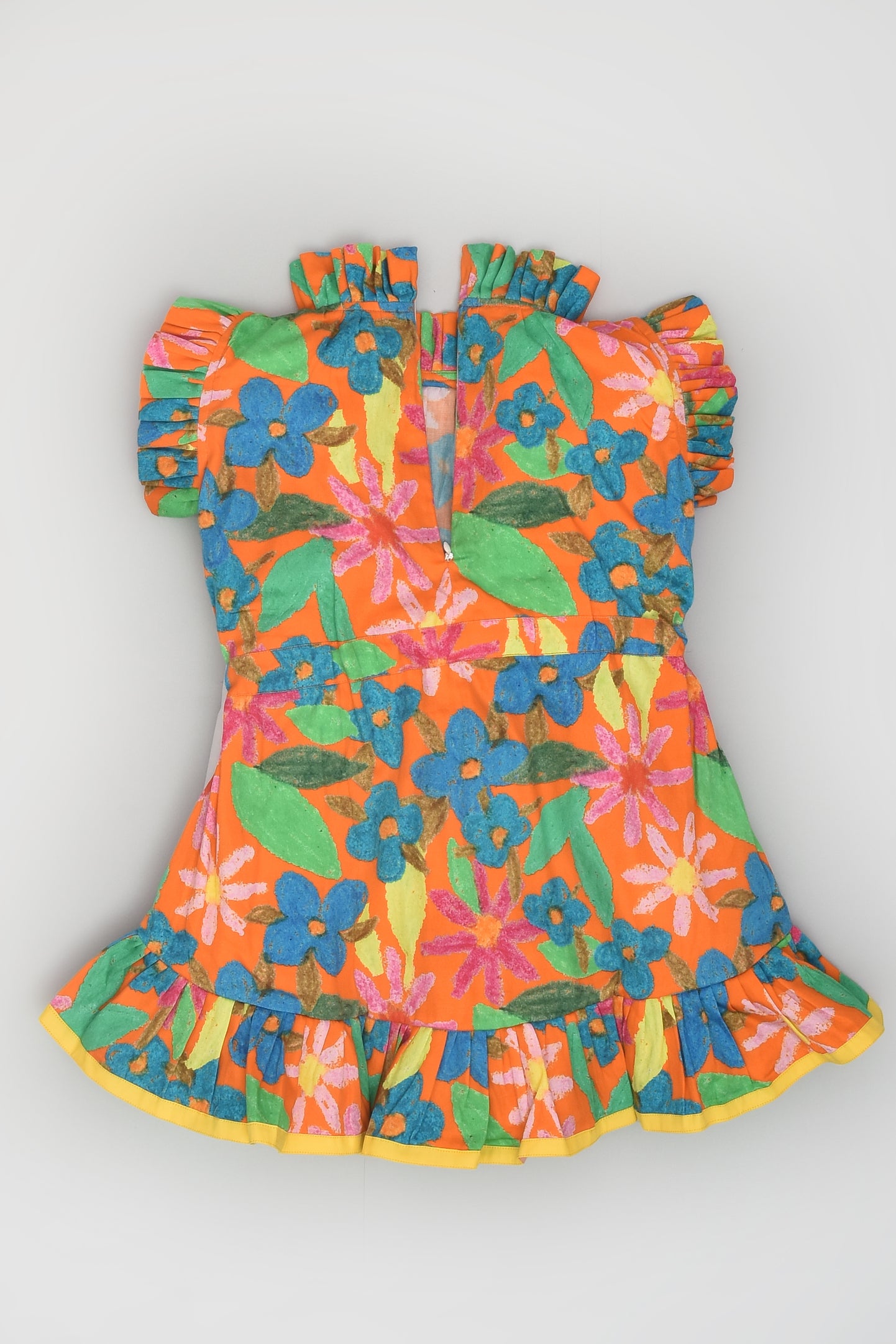 Orange Hand Drawn Flower Dress