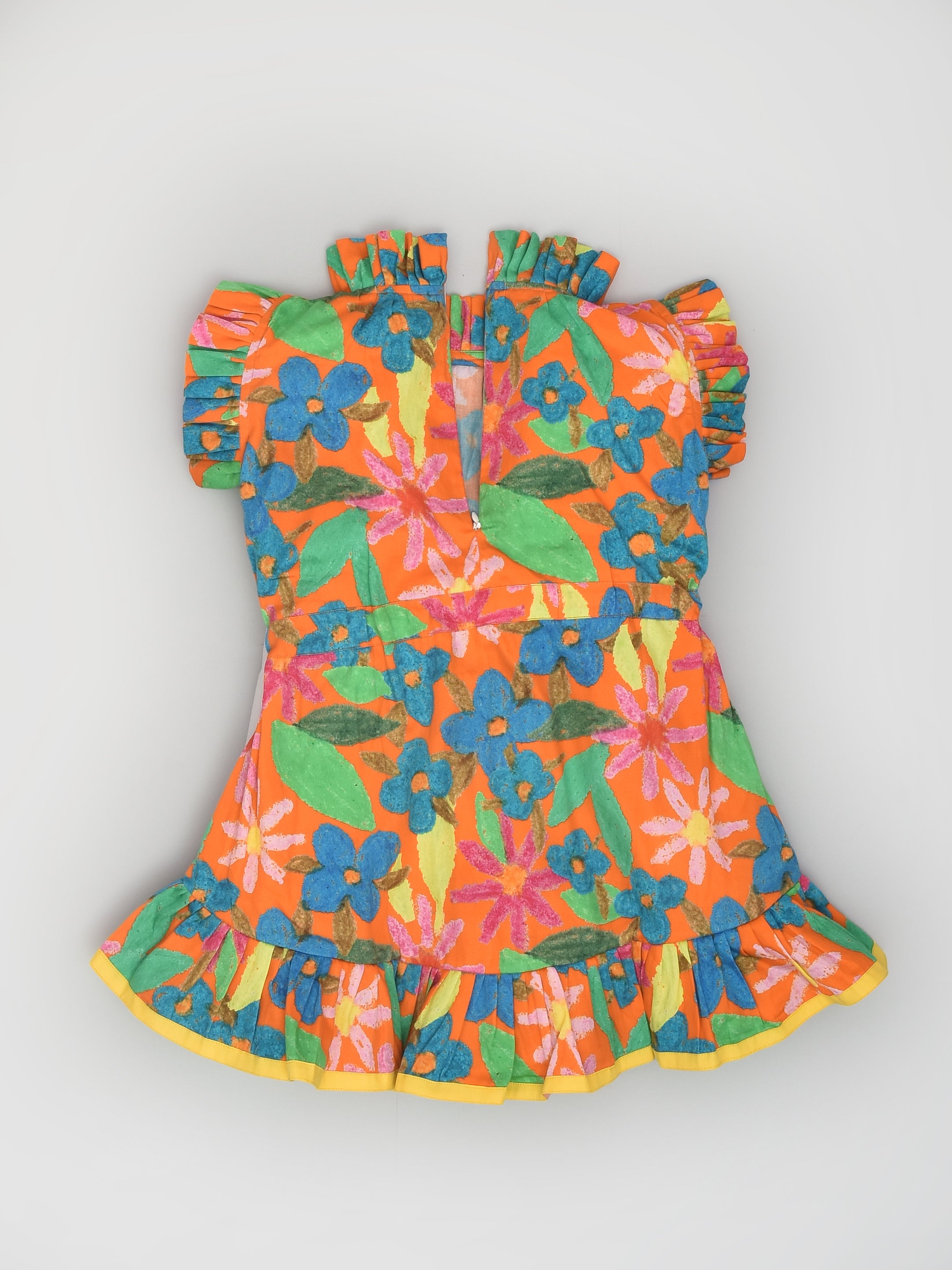 Orange Hand Drawn Flower Dress