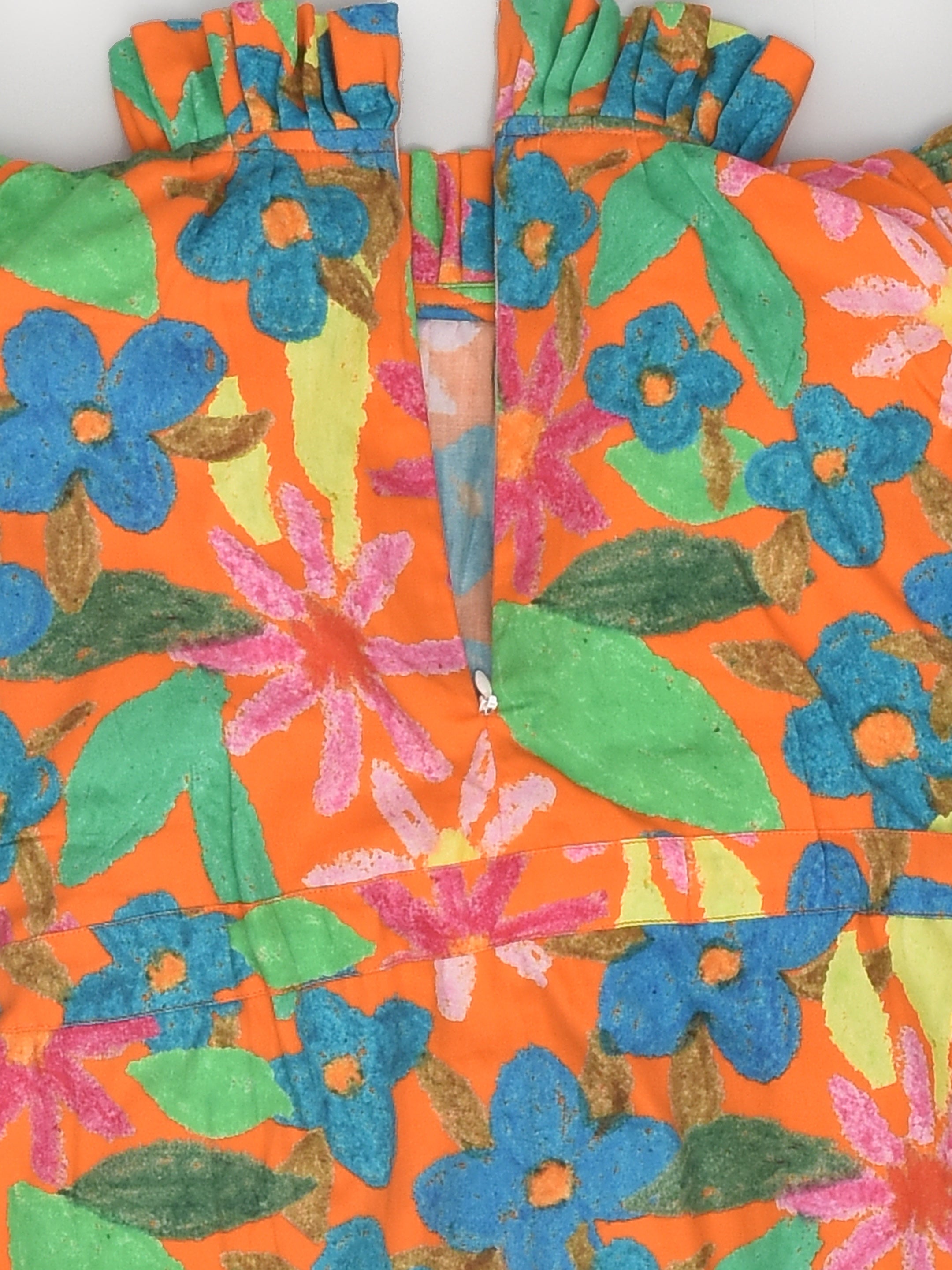 Orange Hand Drawn Flower Dress