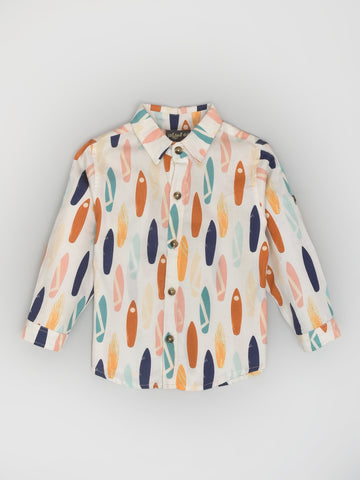 Cool Surfboard Print Shirt in Cotton