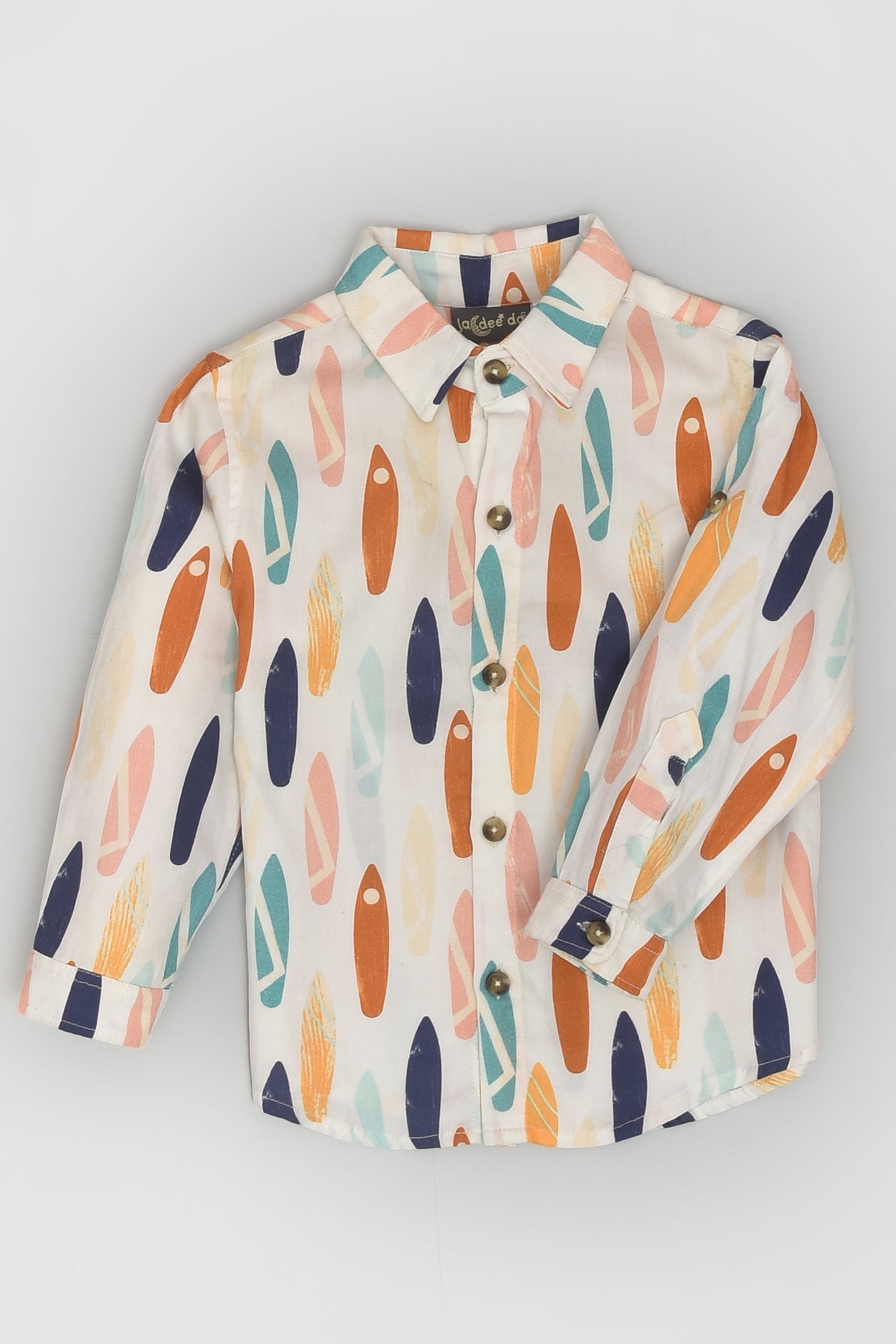 Cool Surfboard Print Colourful Full Sleeve Holiday Shirt for Boys