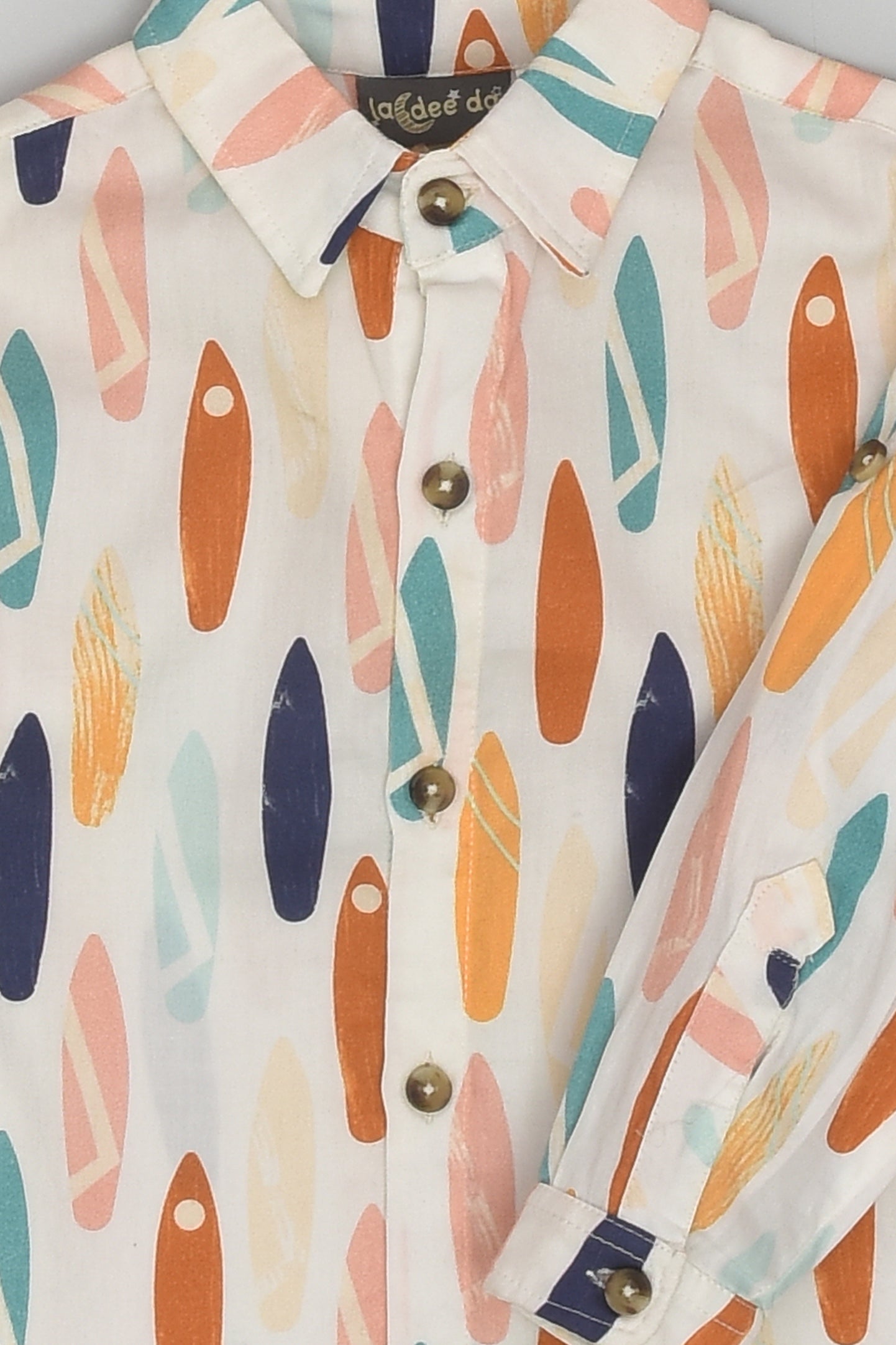 Cool Surfboard Print Colourful Full Sleeve Holiday Shirt for Boys