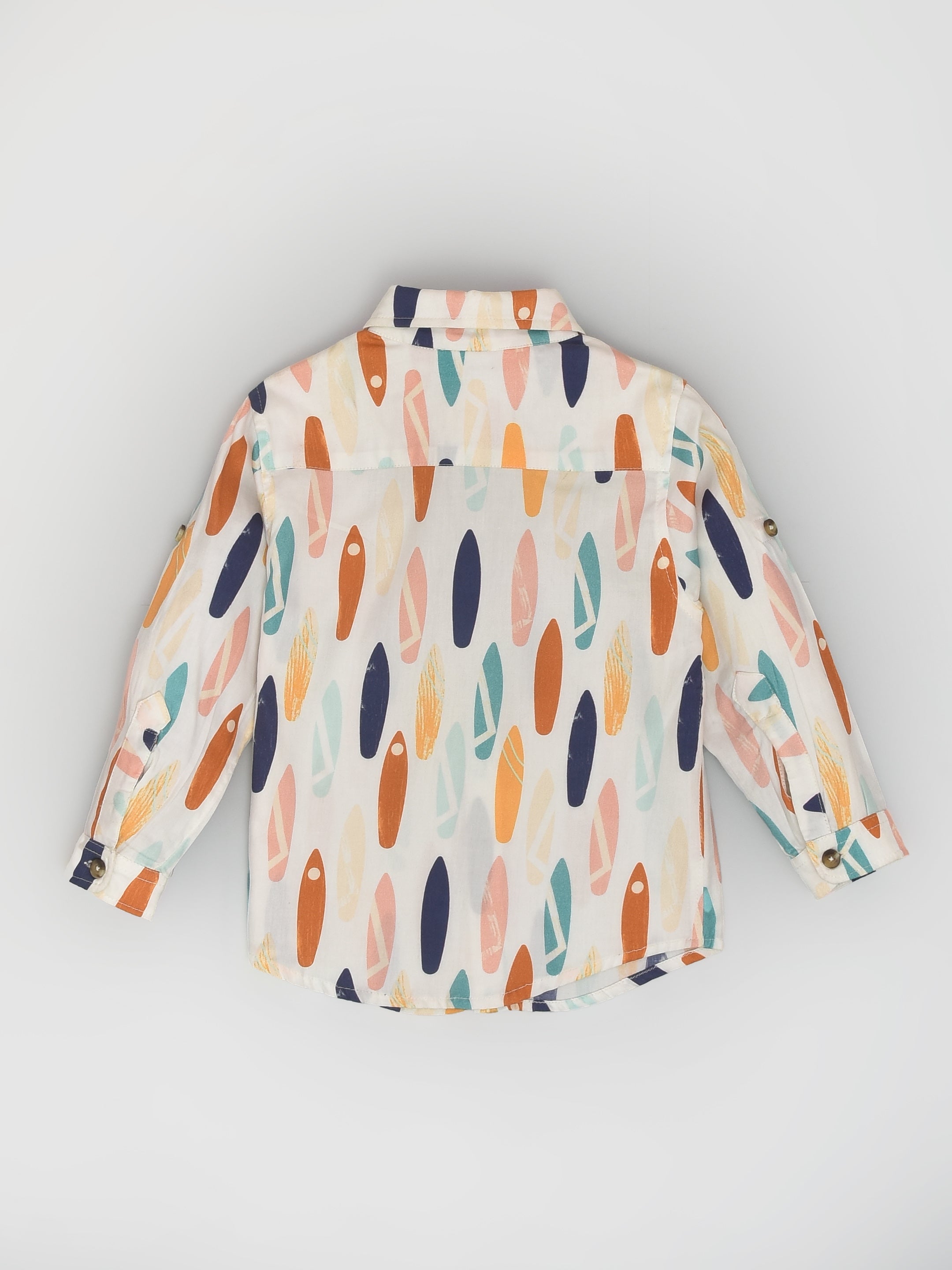 Cool Surfboard Print Colourful Full Sleeve Holiday Shirt for Boys