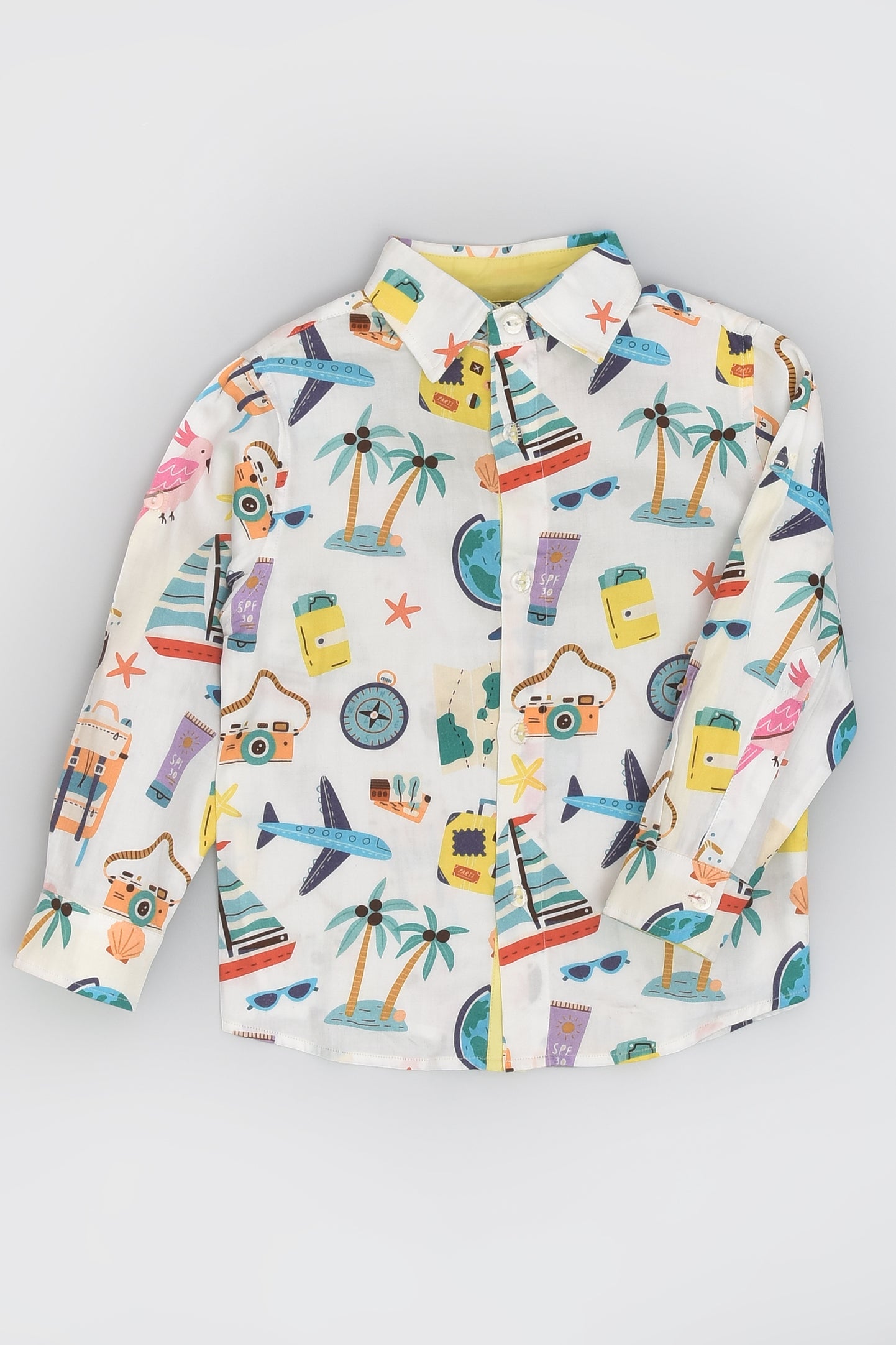Bestselling Travel Print full Sleeve Shirt for Boys in Cotton