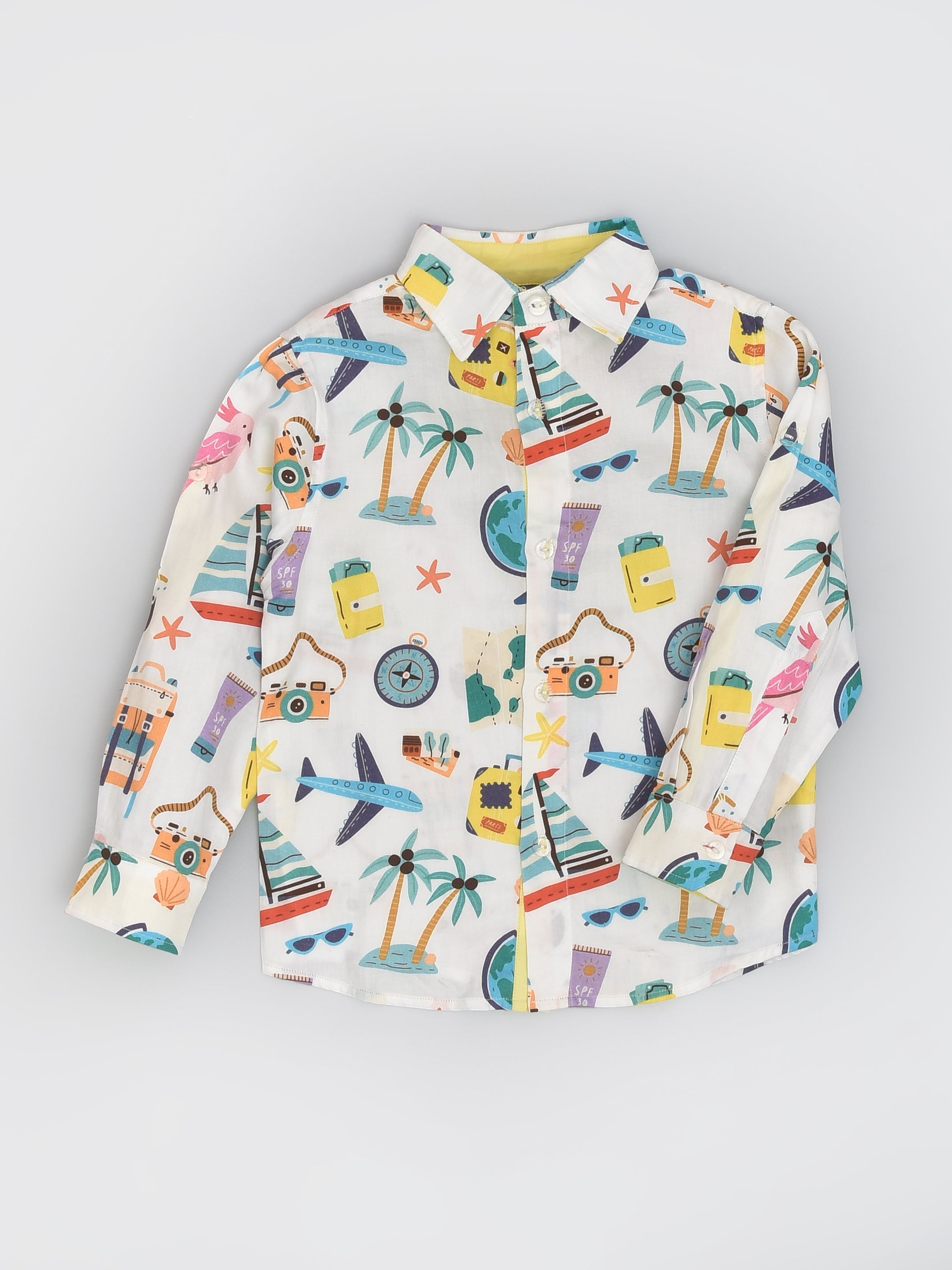 Bestselling Travel Print full Sleeve Shirt for Boys in Cotton