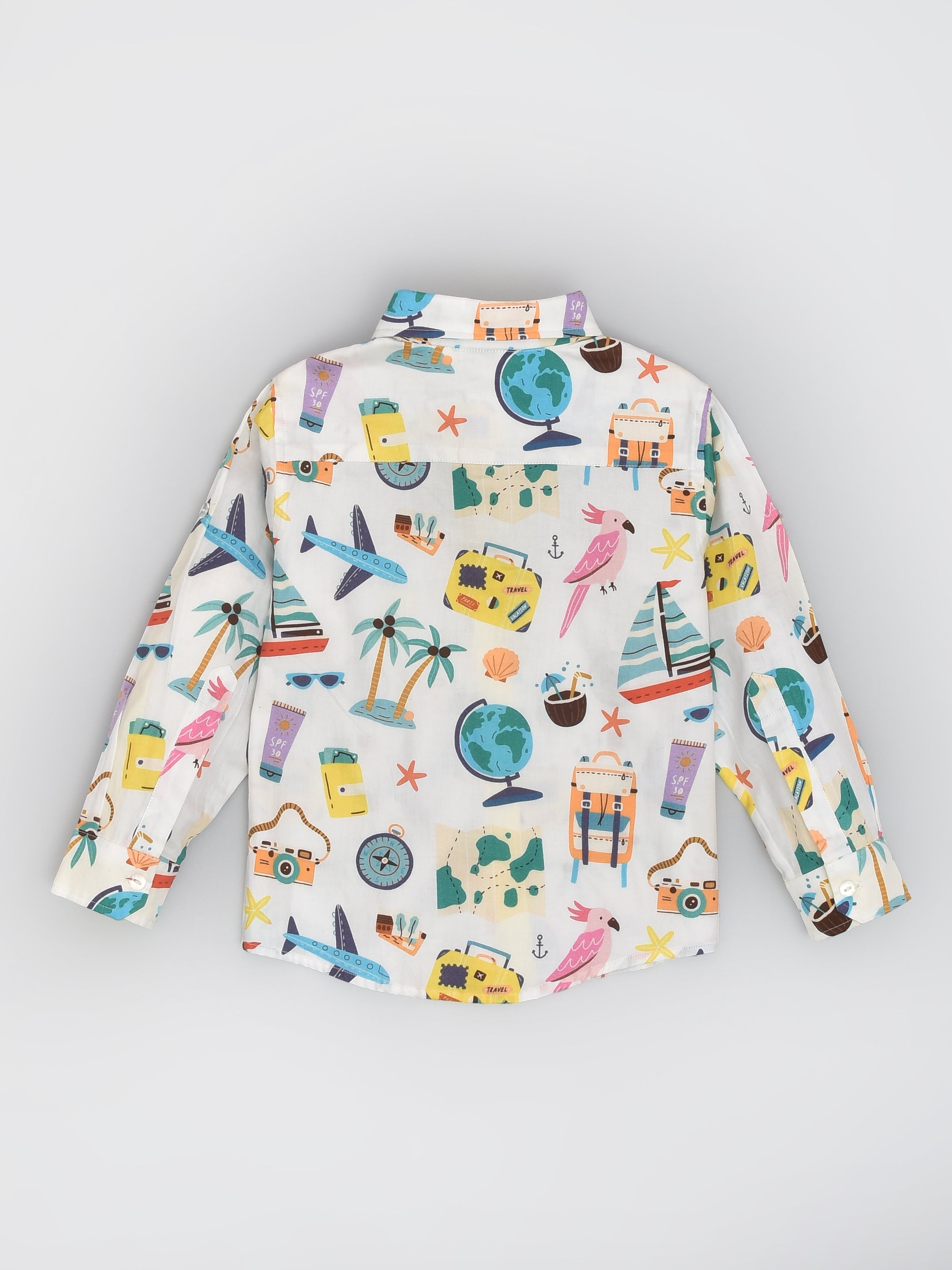 Bestselling Travel Print full Sleeve Shirt for Boys in Cotton