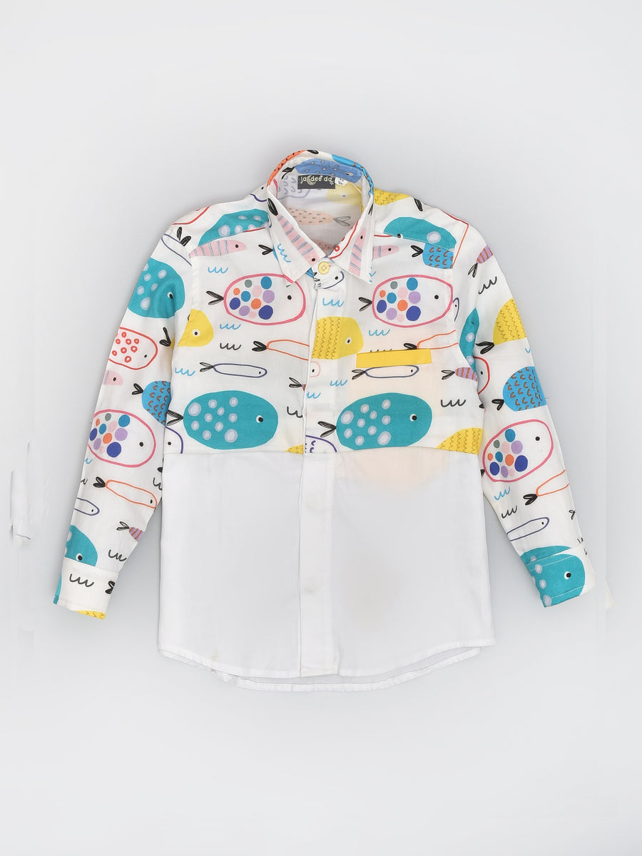 Cotton Shirt in Fish Print