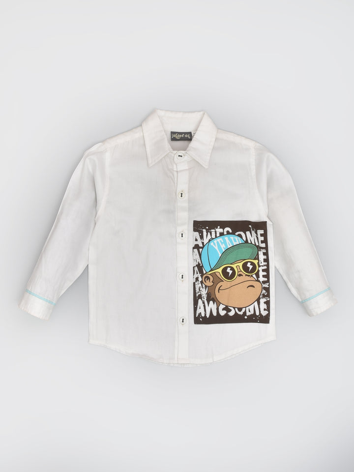 Cotton Shirt with a monkey pocket