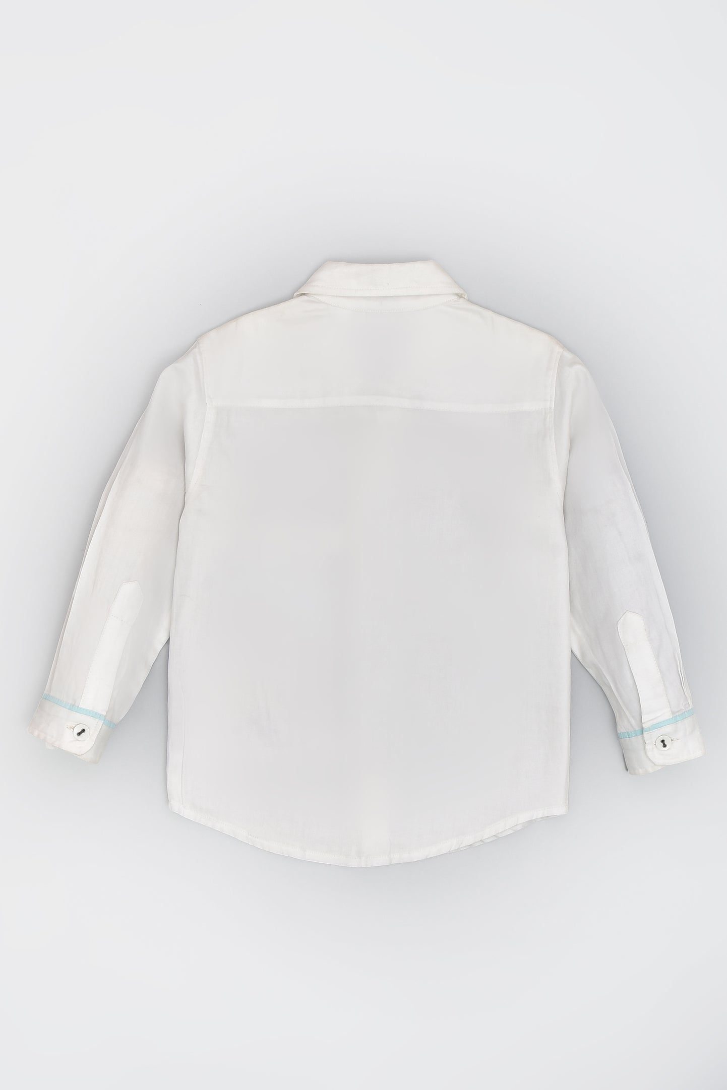 Classic White Full Sleeve Shirt in Cotton with a Monkey Pocket for Boys
