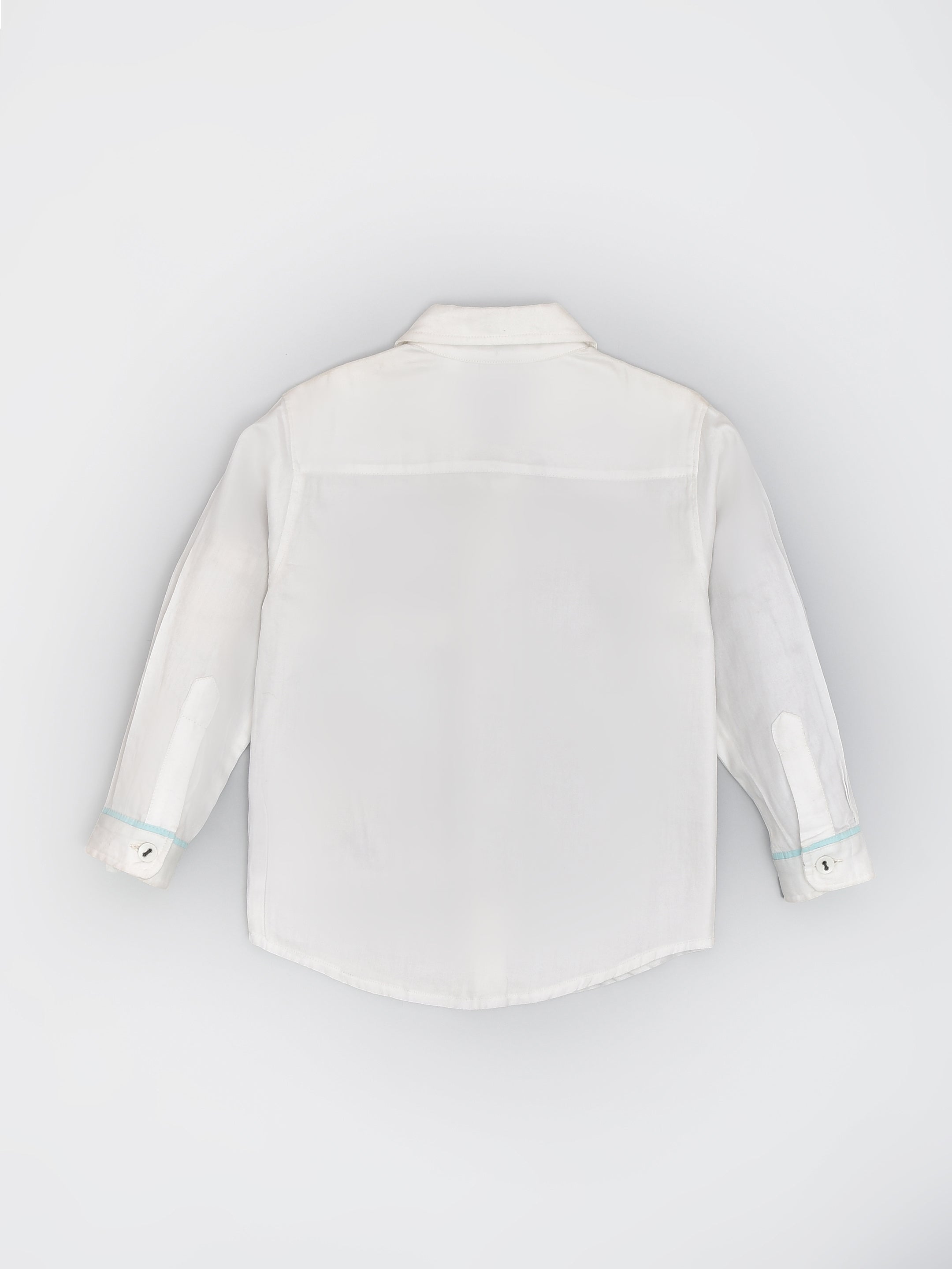 Classic White Full Sleeve Shirt in Cotton with a Monkey Pocket for Boys
