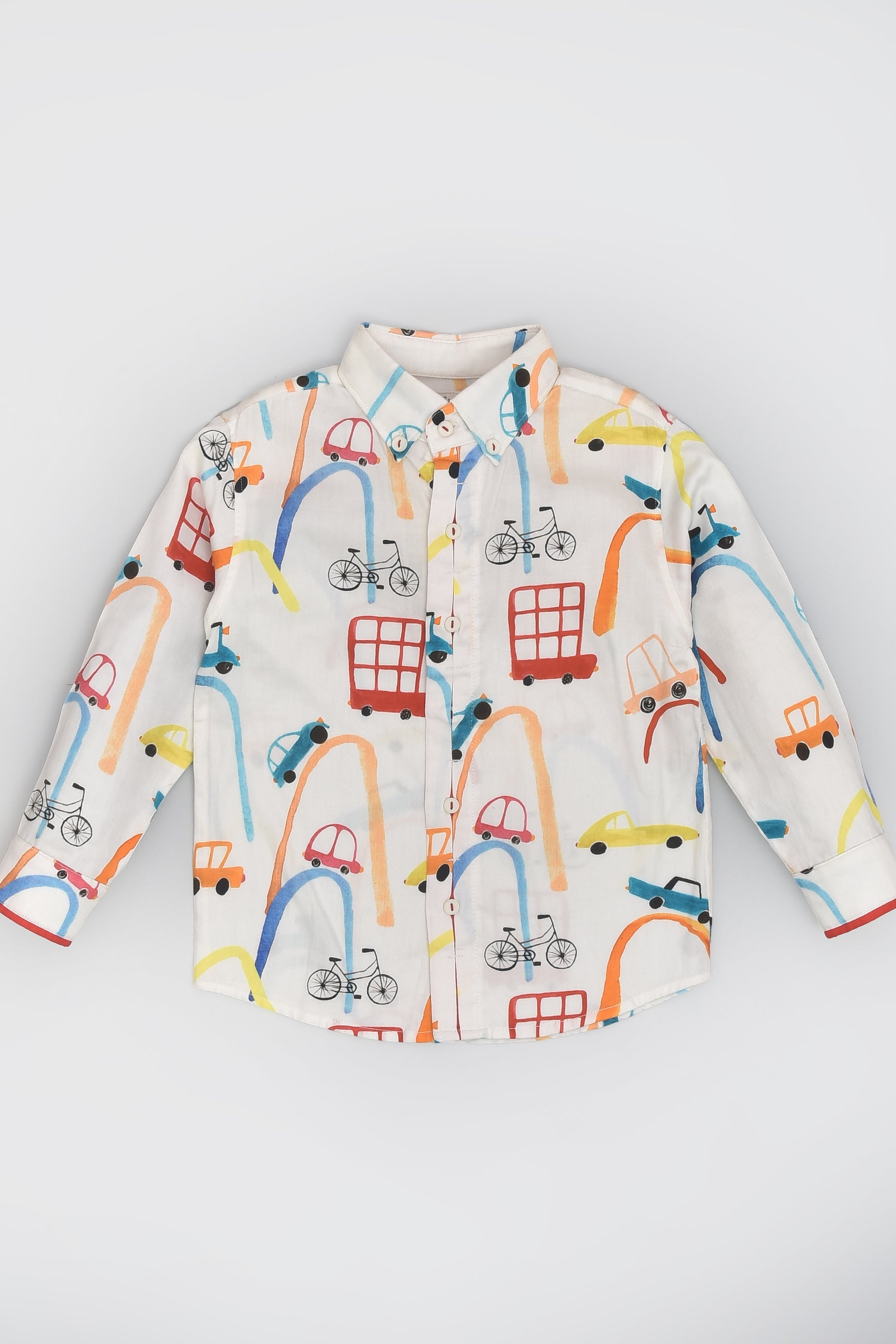 Cotton Shirt in Automobile Print