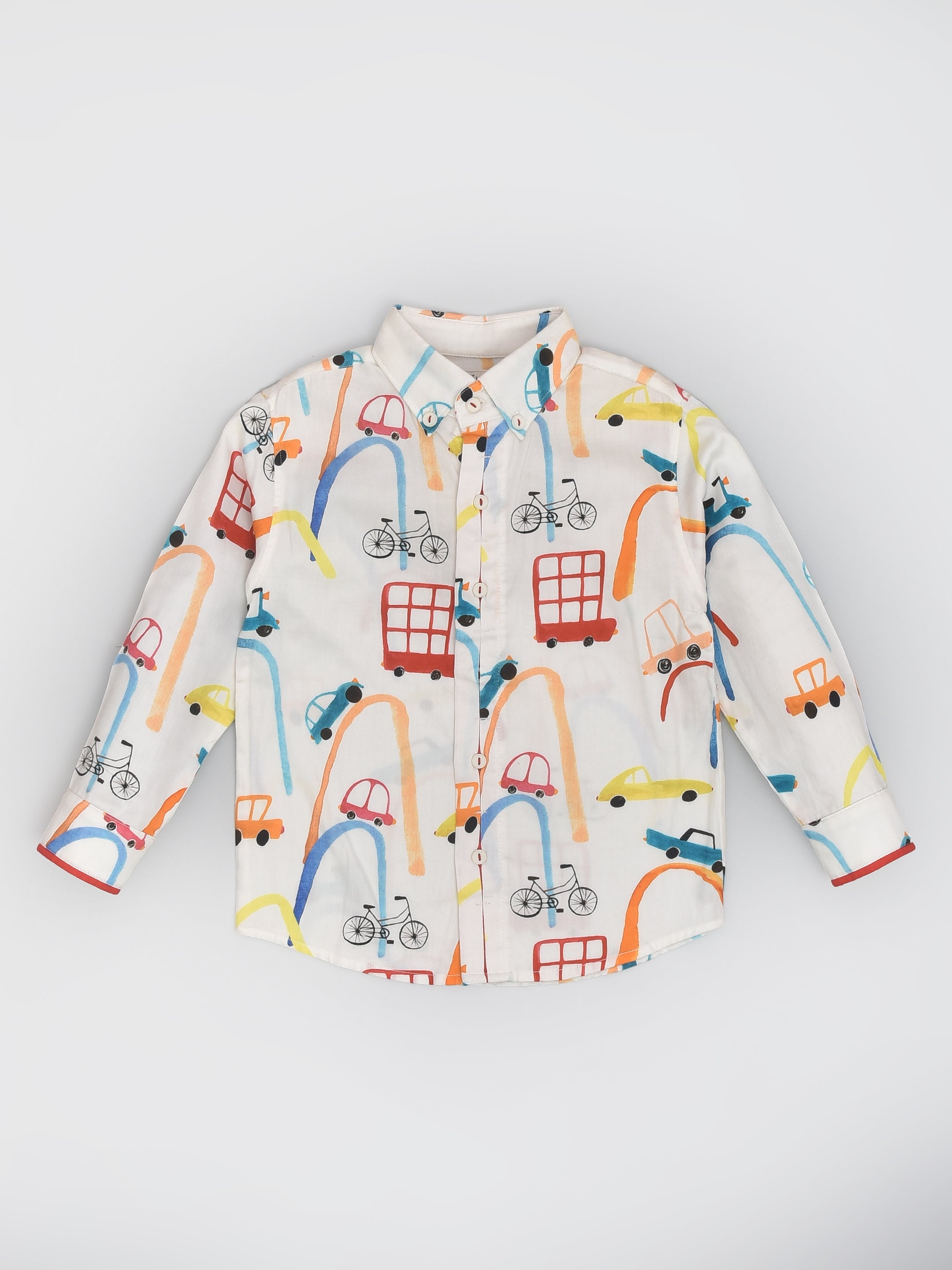 Cotton Shirt in Automobile Print