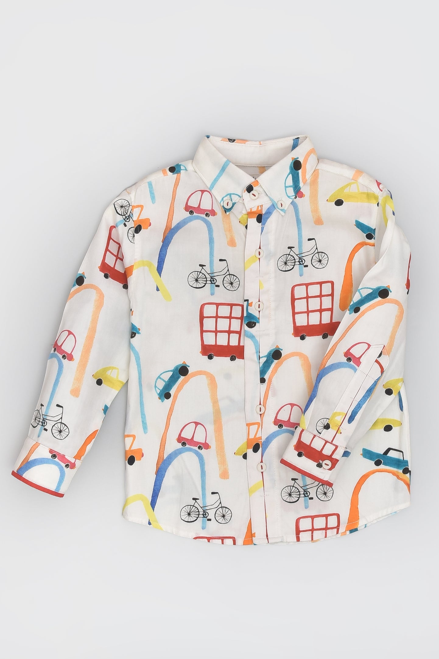 Cotton Travel Full Sleeve Shirt in Automobile Print for Boys