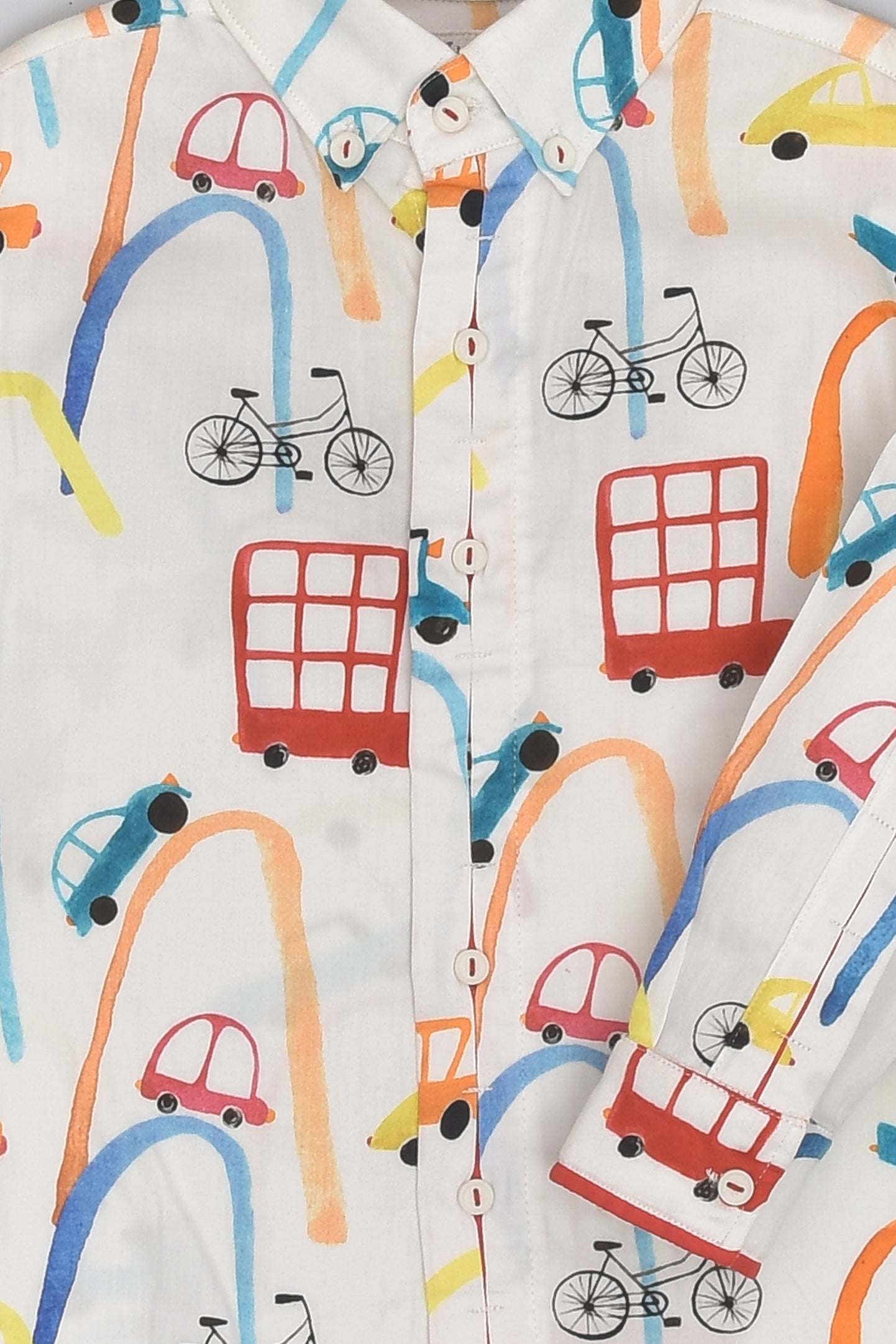 Cotton Travel Full Sleeve Shirt in Automobile Print for Boys
