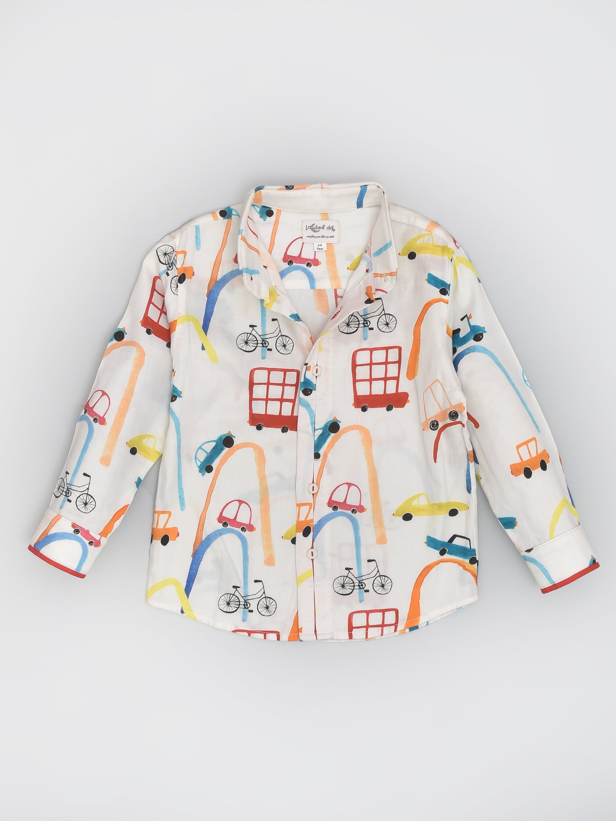 Cotton Travel Full Sleeve Shirt in Automobile Print for Boys