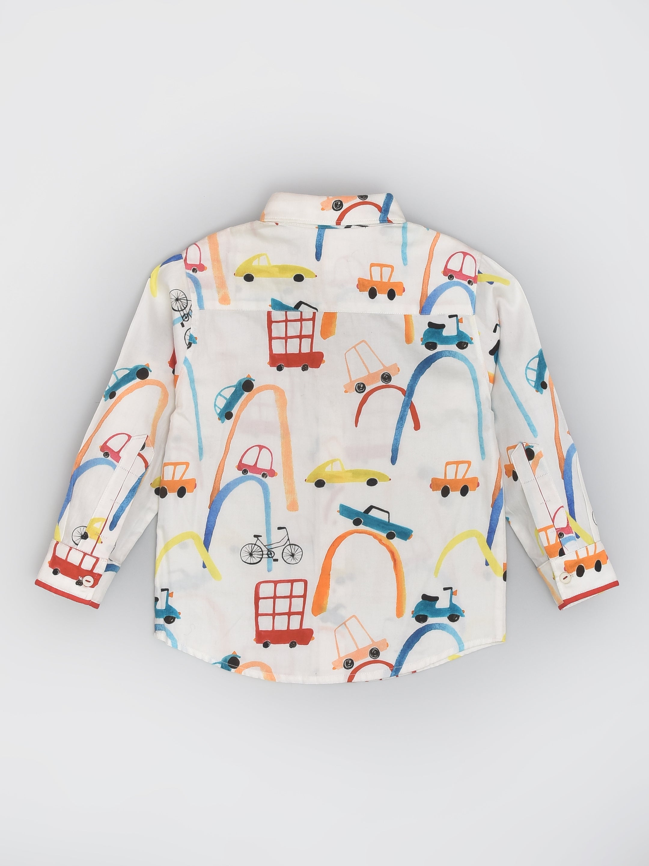 Cotton Travel Full Sleeve Shirt in Automobile Print for Boys
