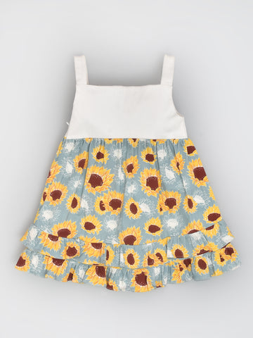 Sunflower Print dress with Frill