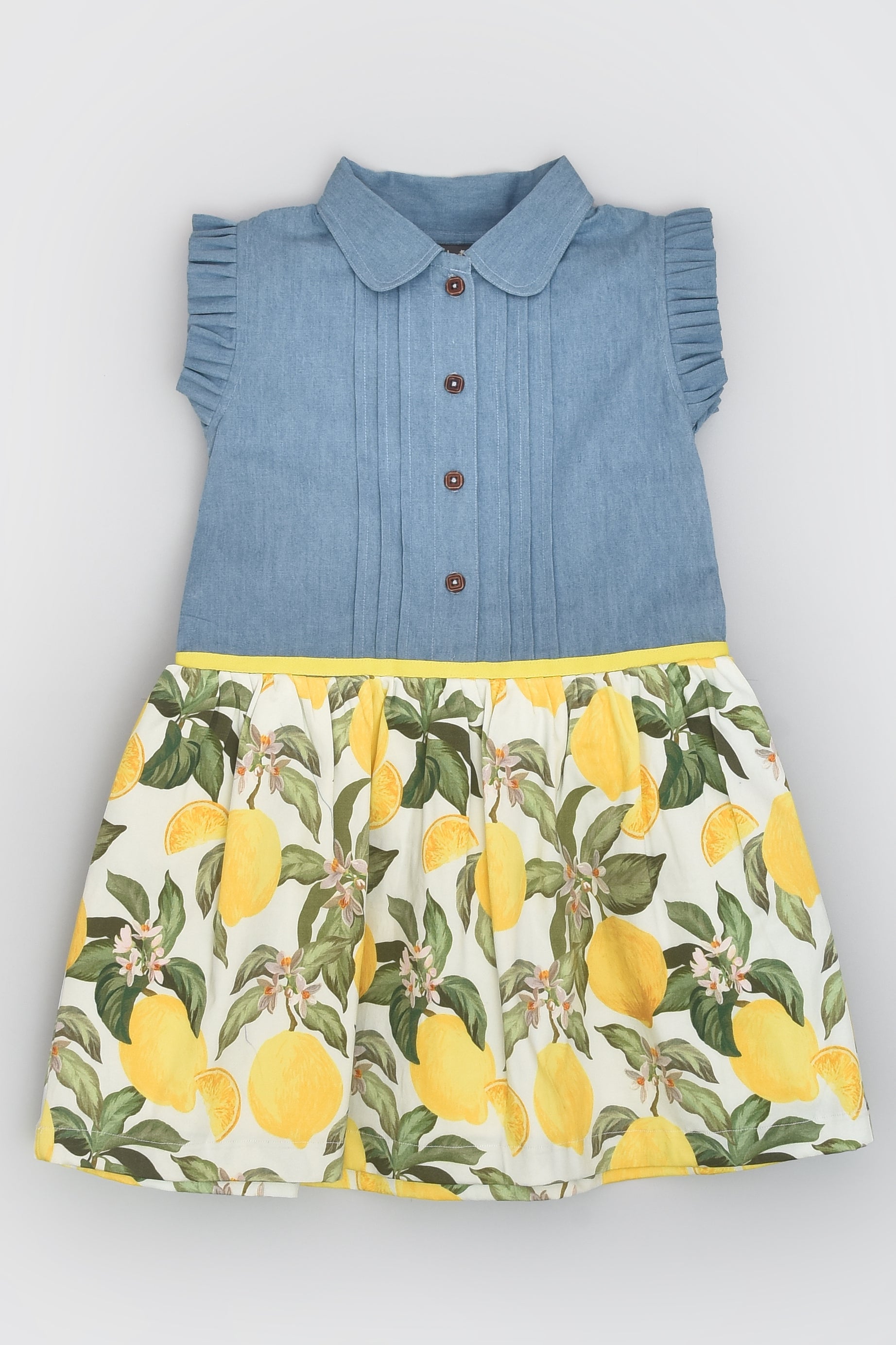 Lemon Denim Printed Dress