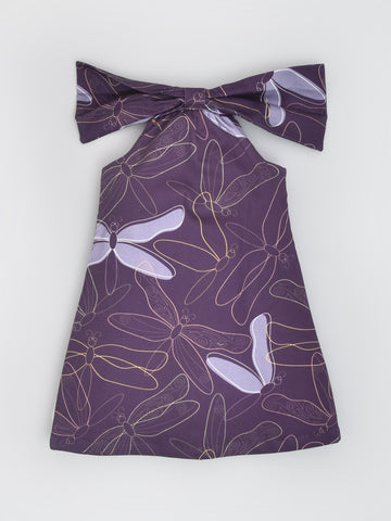 Purple Dragonfly Dress with Bow