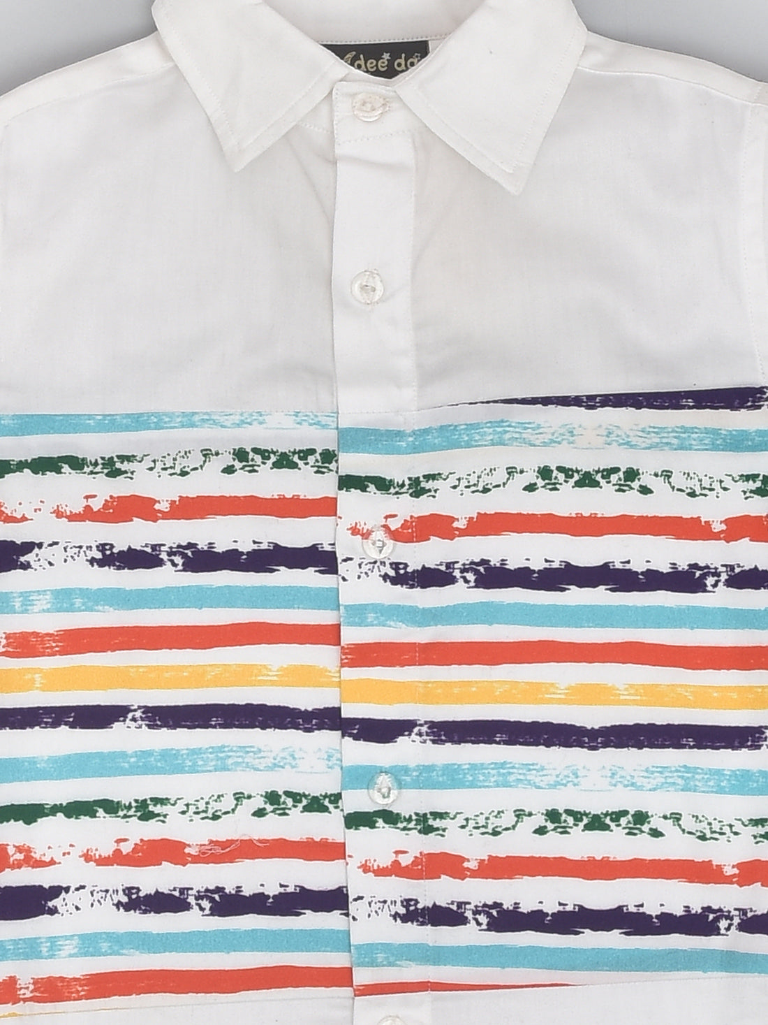 Classic White Cotton Half Sleeve Formal Shirt with Colourful Stripes