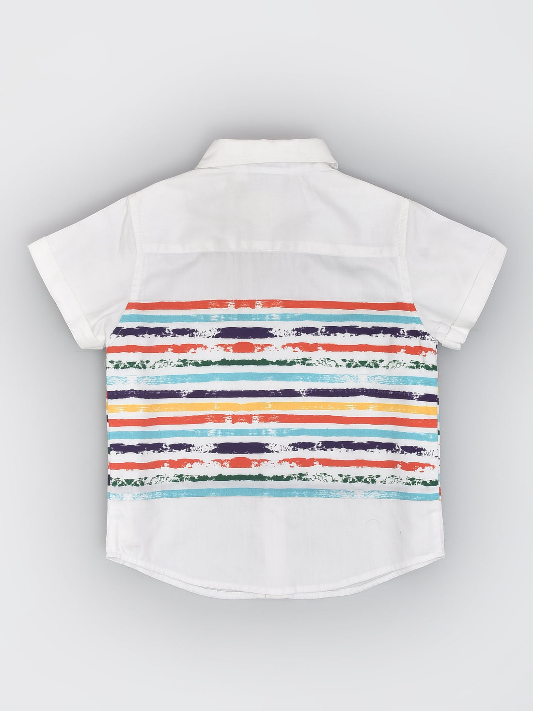 Classic White Cotton Half Sleeve Formal Shirt with Colourful Stripes