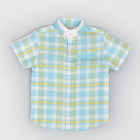 Cotton Shirt in Blue and Yellow Checks