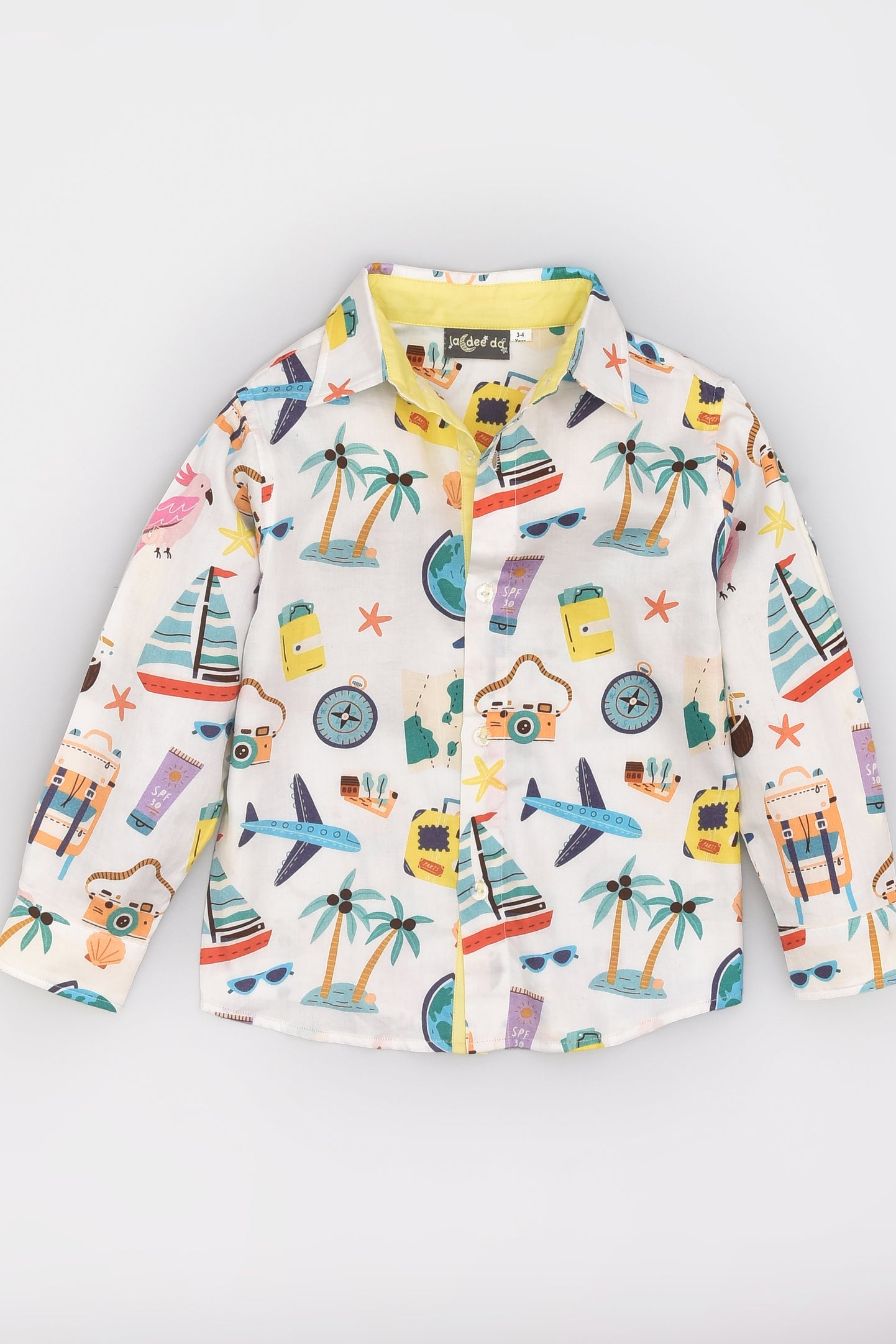 Cotton Shirt in Travel Print