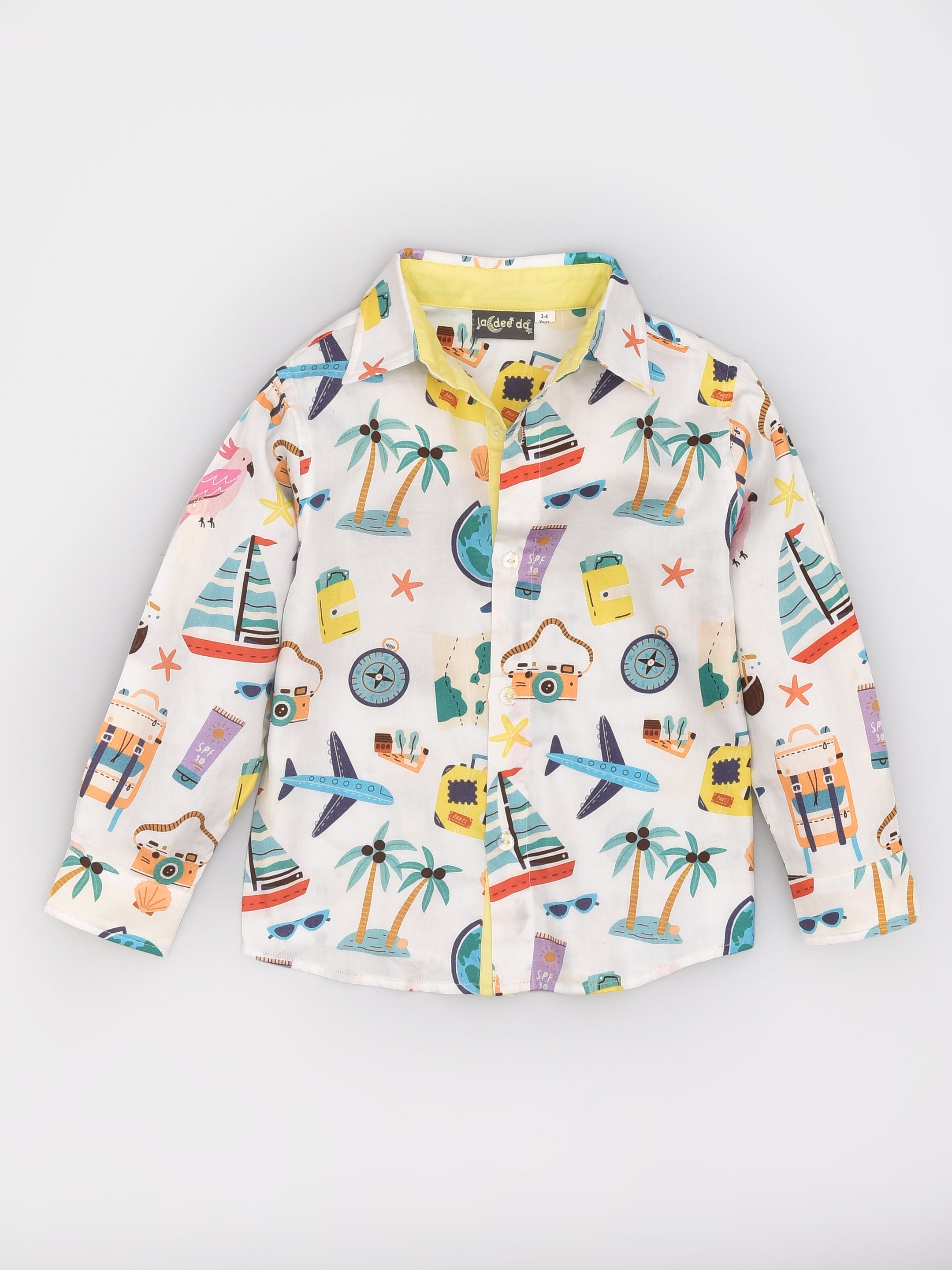 Cotton Shirt in Travel Print