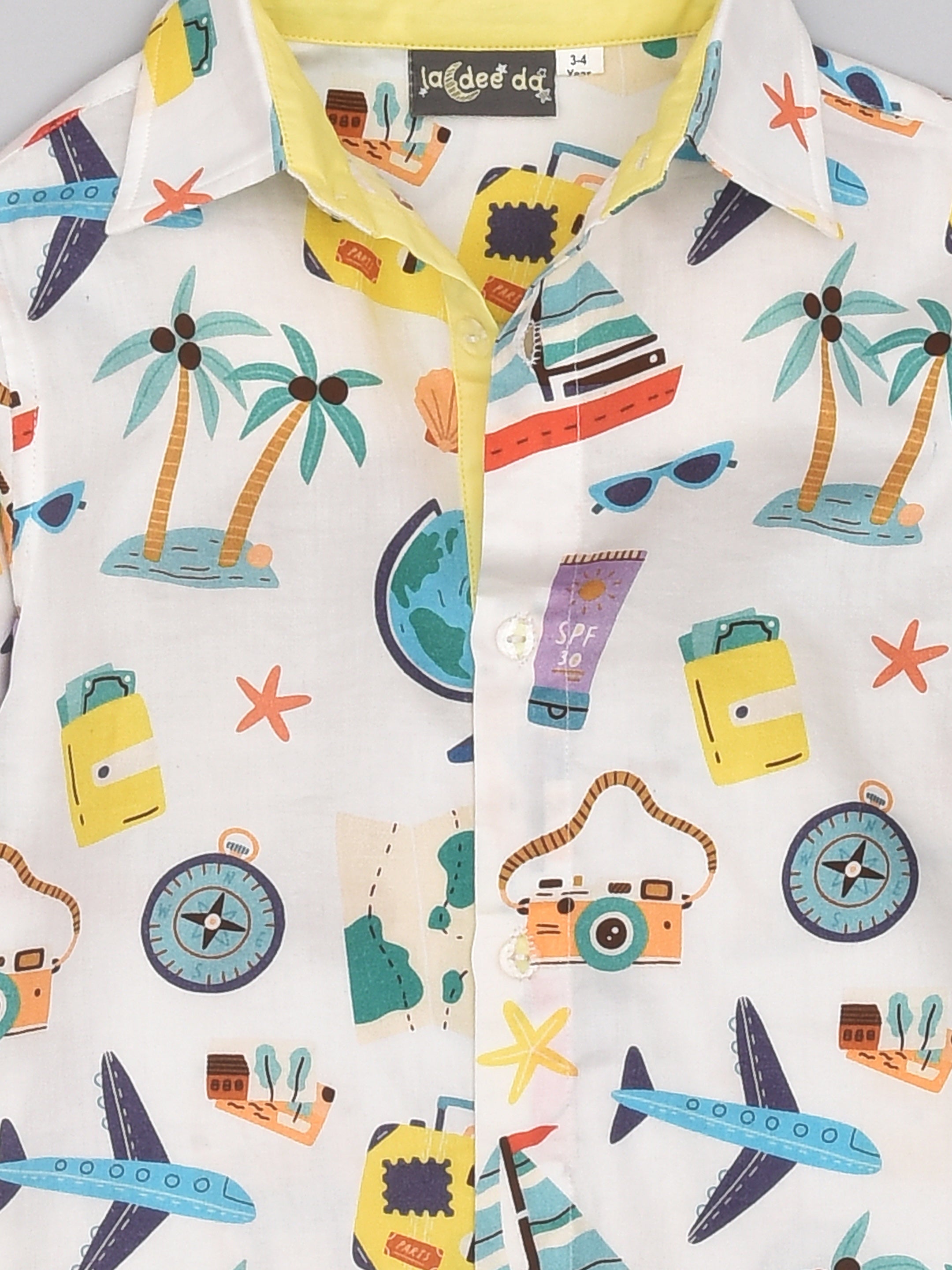 قميص بأكمام طويلة وطبعة سفر للأولاد من القطن الأكثر مبيعًا