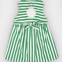Green White Stripes Sleeveless Dress