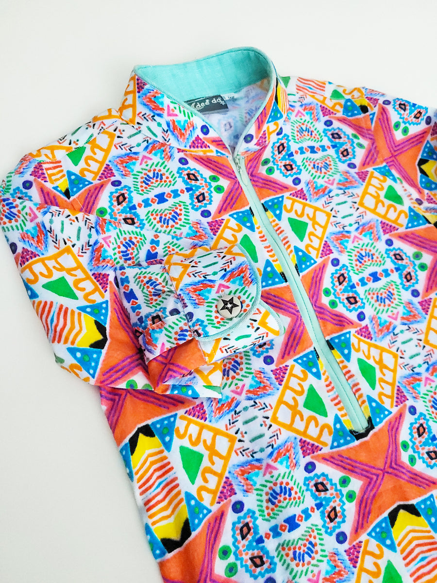 Kurta for Boys in Orange Tribal Print