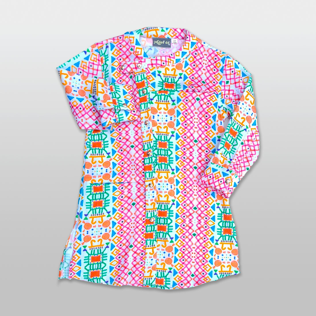 Kurta for Boys in Pink Tribal Print